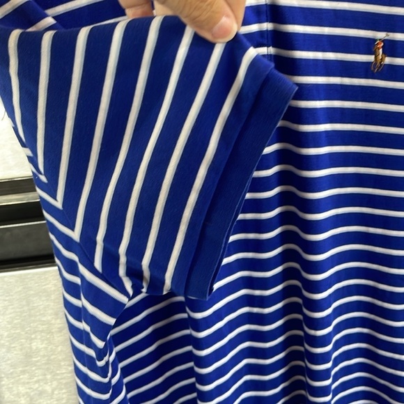 PIMA SOFT TOUCH Polo Ralph Lauren Men’s XXL Short Sleeve Polo Blue/ White‎ STRIP - Picture 5 of 15